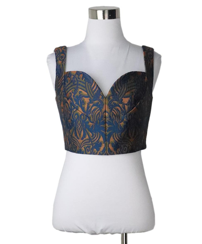 Christian Dior Blue & Green Bustier Top sz 4 - Michael's Consignment NYC