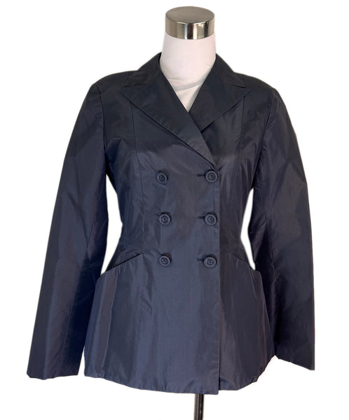 Christian Dior Navy Silk Double-breasted Jacket Sz38 l Michael's