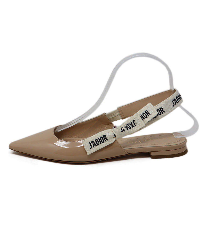 Christian Dior Beige Patent Leather Slingback Flats sz 5.5 - Michael's Consignment NYC