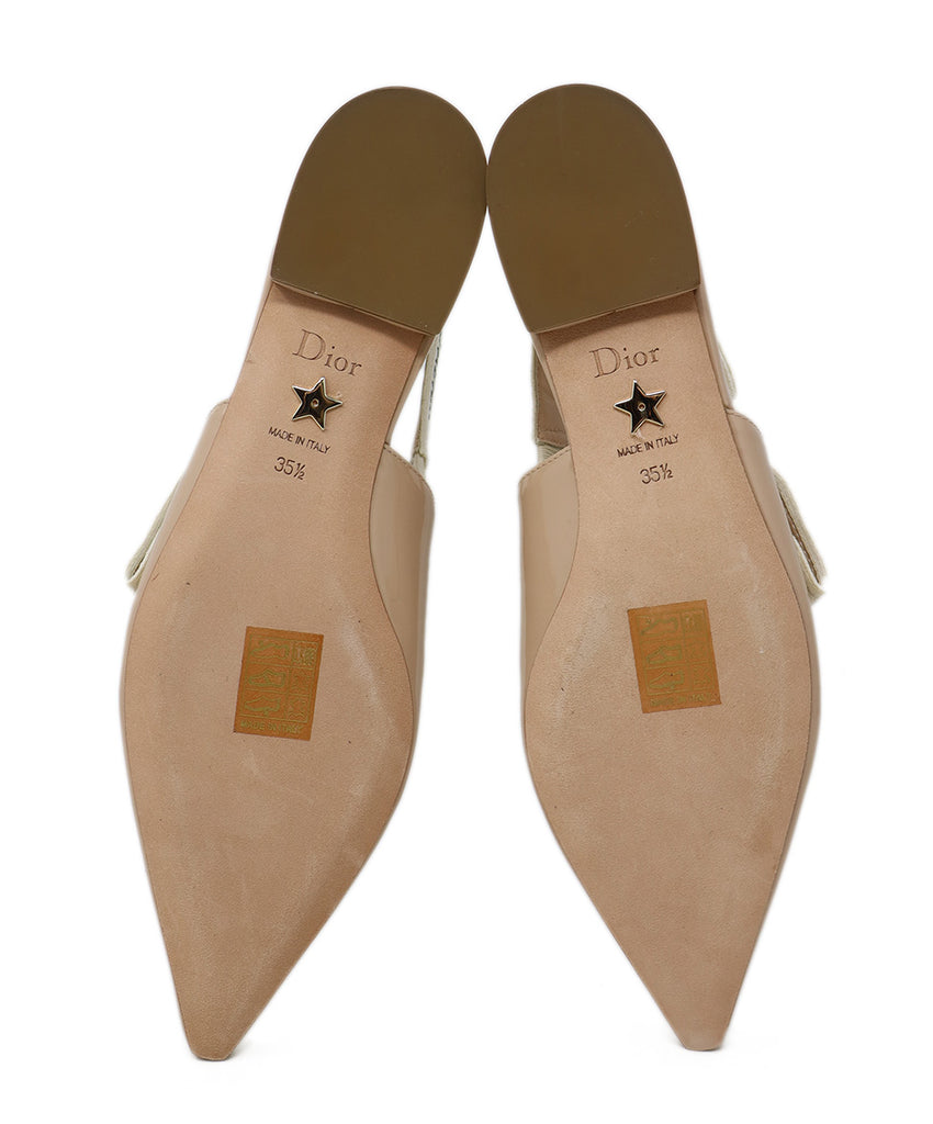 Christian Dior Beige Patent Leather Slingback Flats sz 5.5 - Michael's Consignment NYC