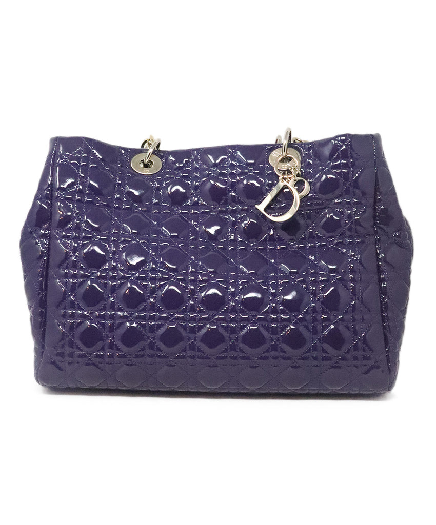 Christian Dior Purple Quilted Patent Leather Tote 