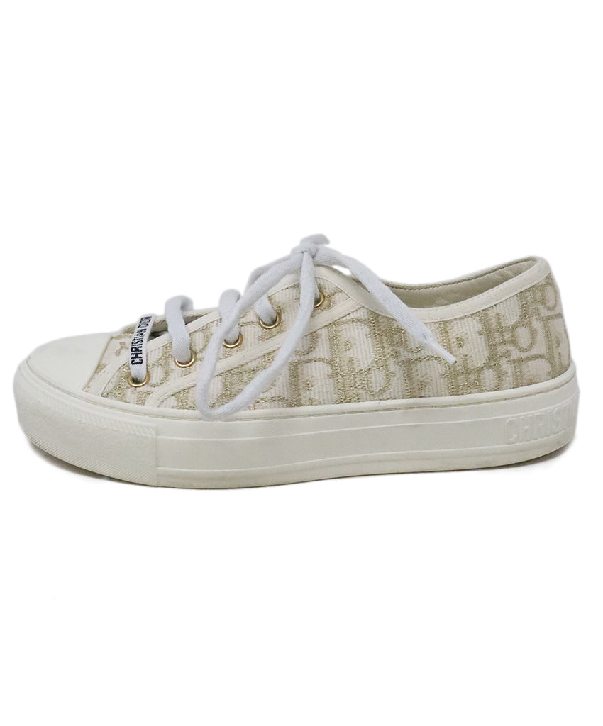 Christian Dior White & Gold Canvas Sneakers 1