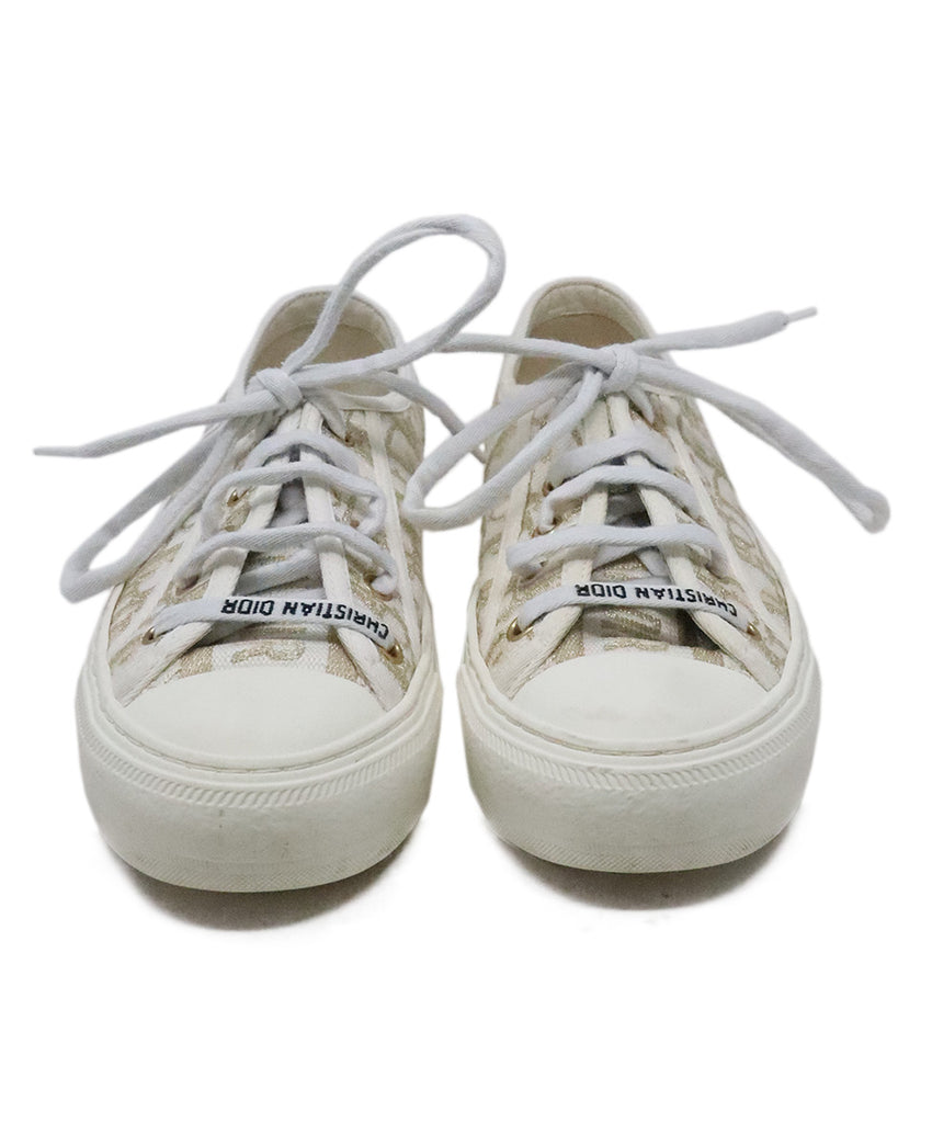 Christian Dior White & Gold Canvas Sneakers 3