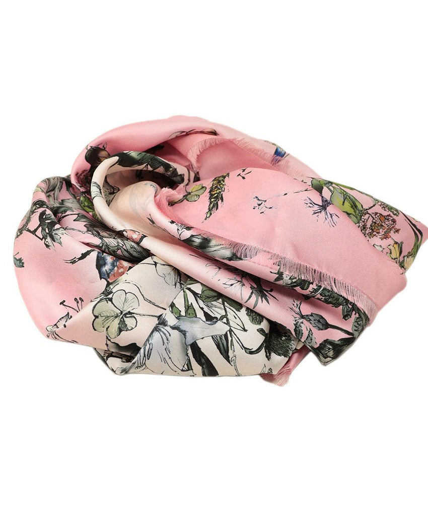 Christian Dior Pink Floral Silk Shawl - Michael's Consignment NYC