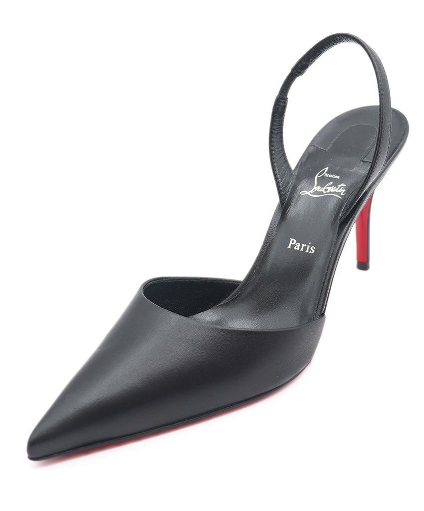 Christian Louboutin Black Leather Slingback Shoes Shoes 