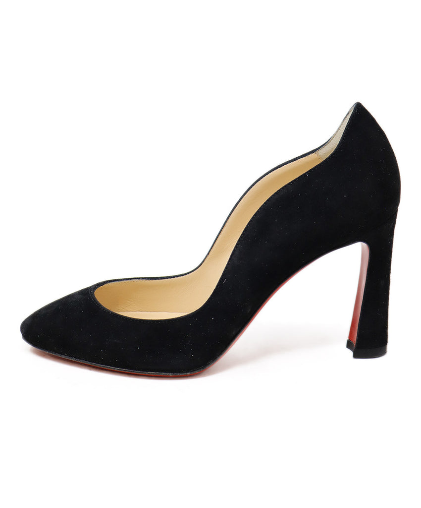 Christian Louboutin Black Suede Curved Heels sz 5.5 - Michael's Consignment NYC