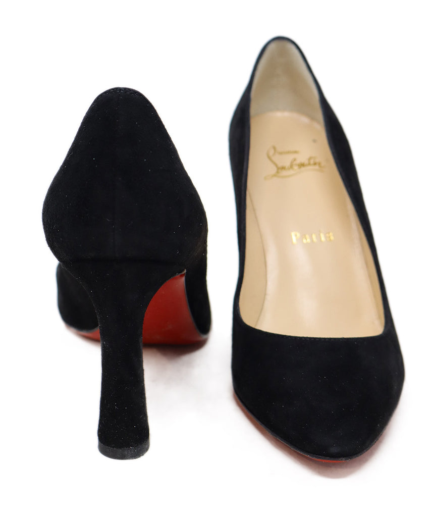 Christian Louboutin Black Suede Curved Heels sz 5.5 - Michael's Consignment NYC