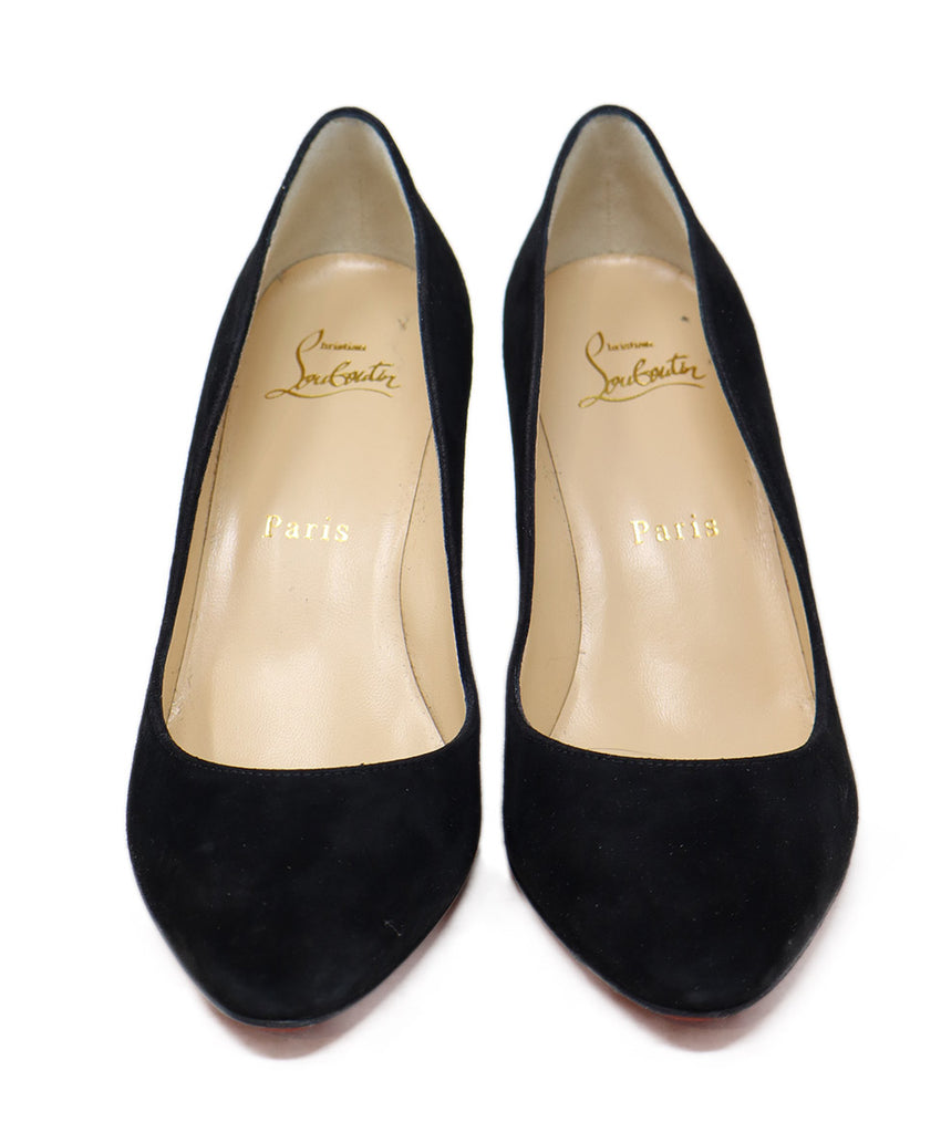 Christian Louboutin Black Suede Curved Heels sz 5.5 - Michael's Consignment NYC