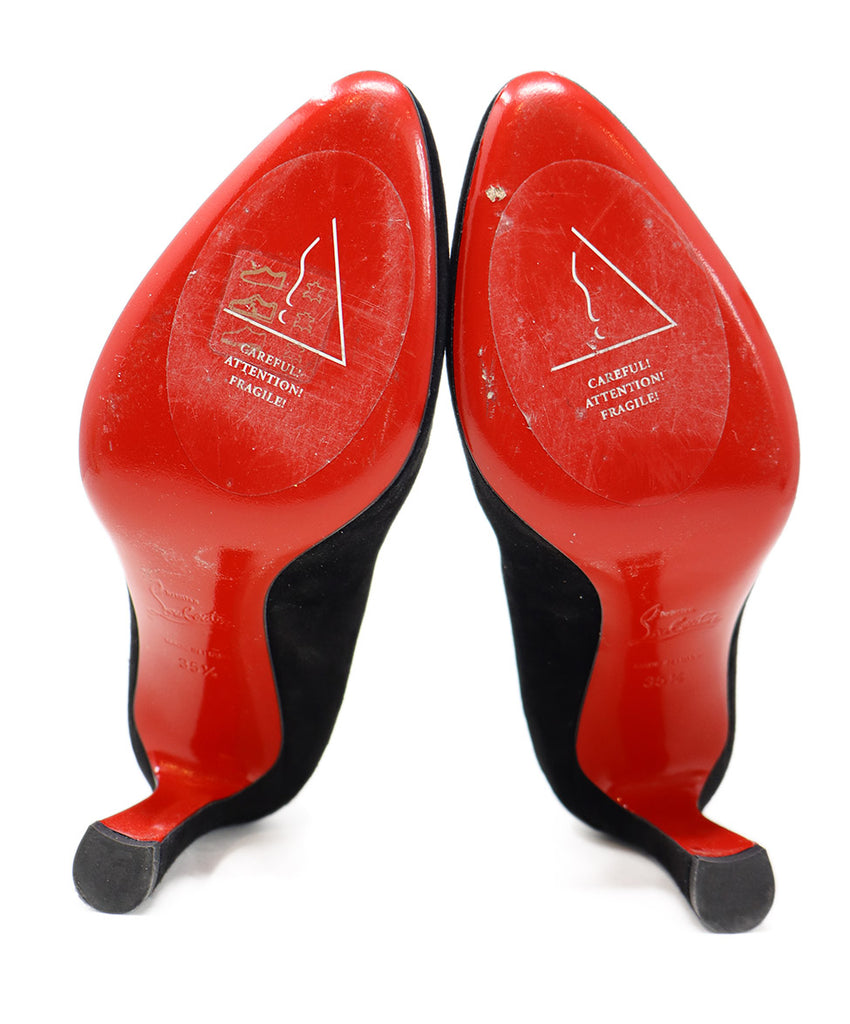 Christian Louboutin Black Suede Curved Heels sz 5.5 - Michael's Consignment NYC