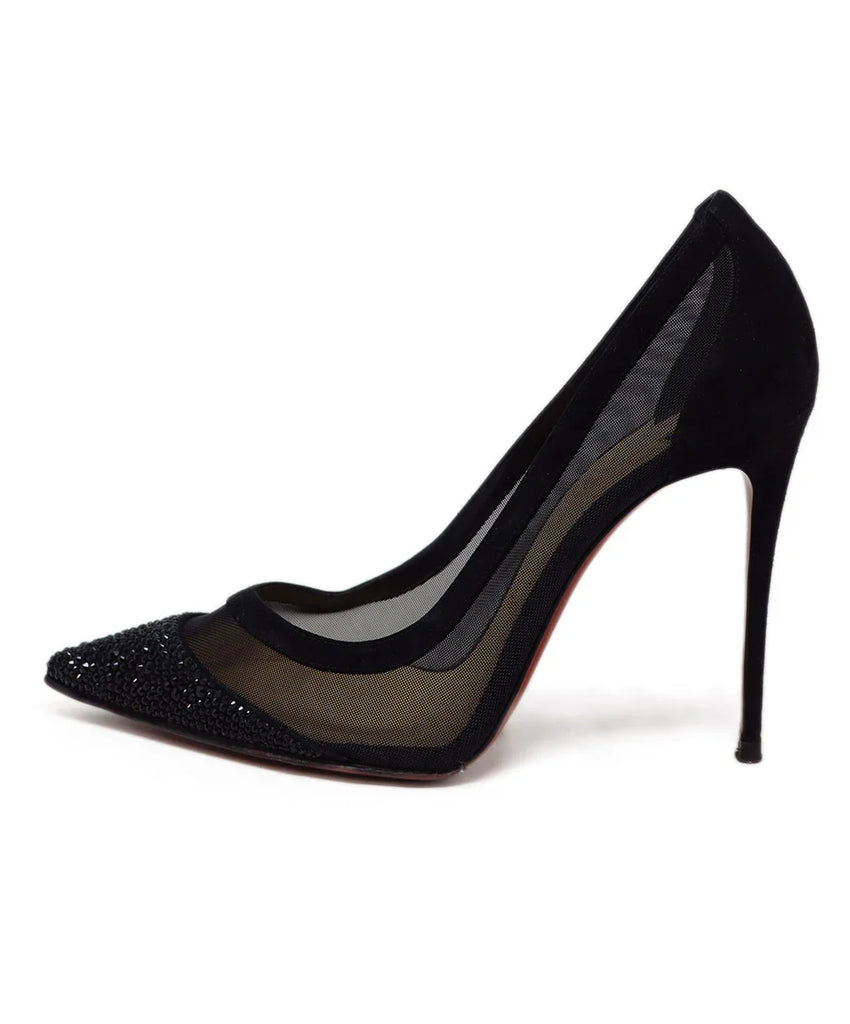 Christian Louboutin Black Suede Rhinestone Heels sz 11 - Michael's Consignment NYC