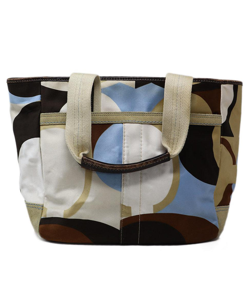 Coach Vintage Beige & Blue Print Satin Handbag - Michael's Consignment NYC