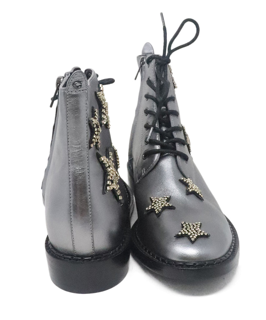 Coach Pewter Leather Rhinestone Boots 2