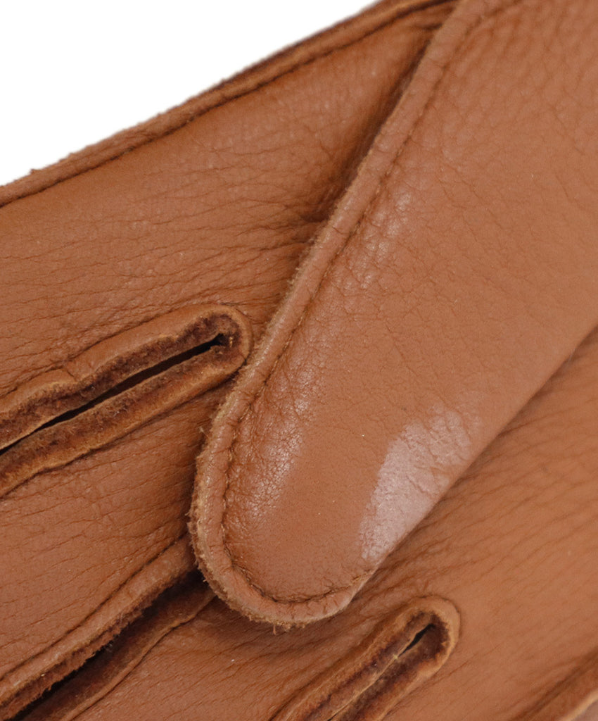 Cognac Brown Leather & Cashmere Gloves 3