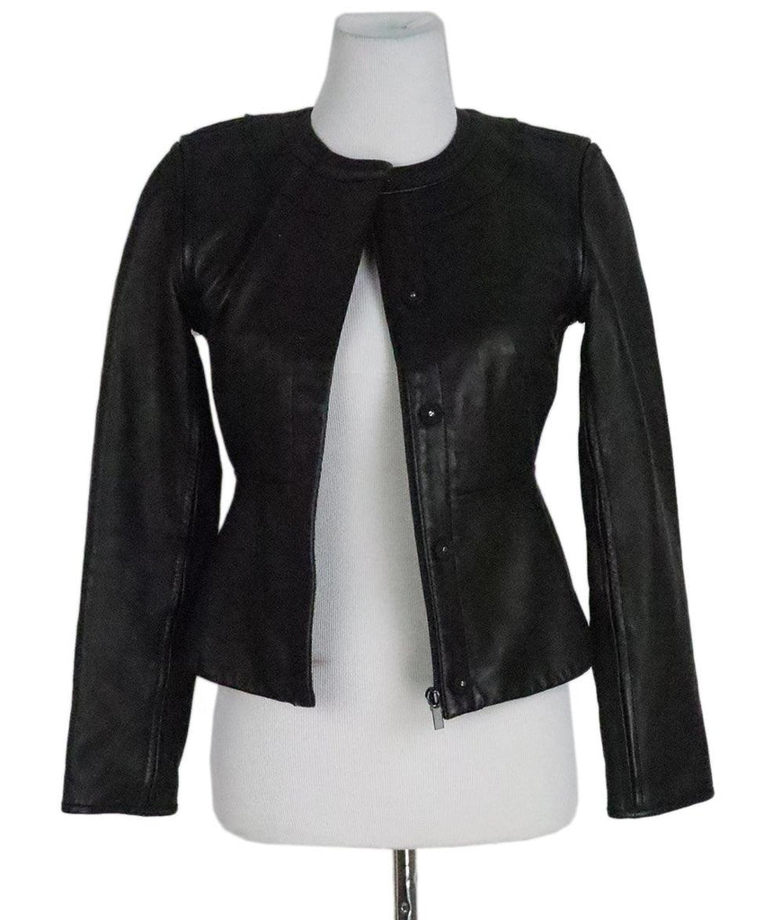 DVF Black Leather Jacket sz 2 - Michael's Consignment NYC