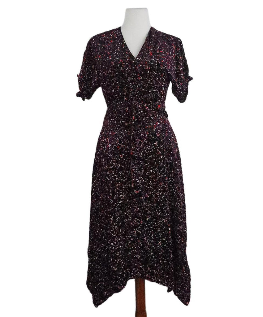DVF Black & Fuchsia Velvet Print Dress sz 6 - Michael's Consignment NYC