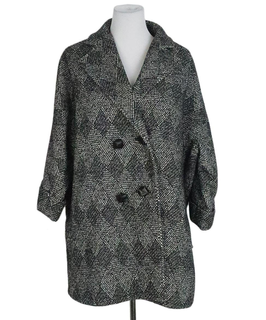 DVF Black & White Cotton Wool Coat sz 6 - Michael's Consignment NYC