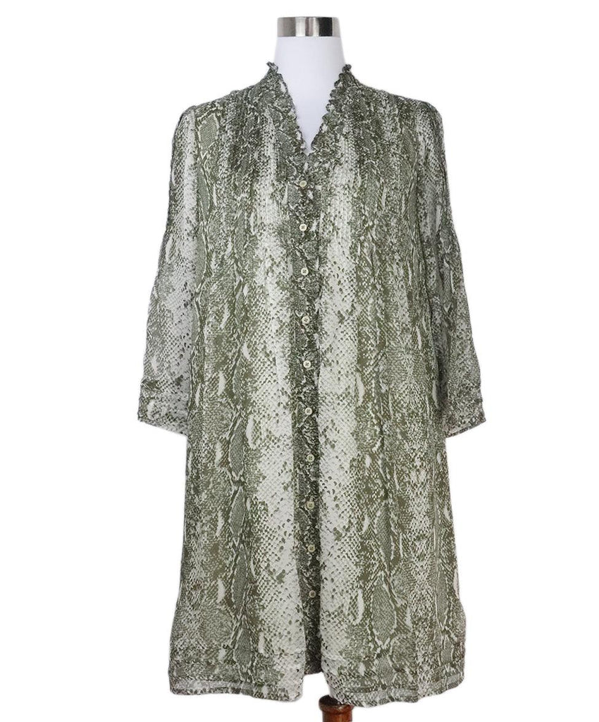DVF Green Print Silk Dress 