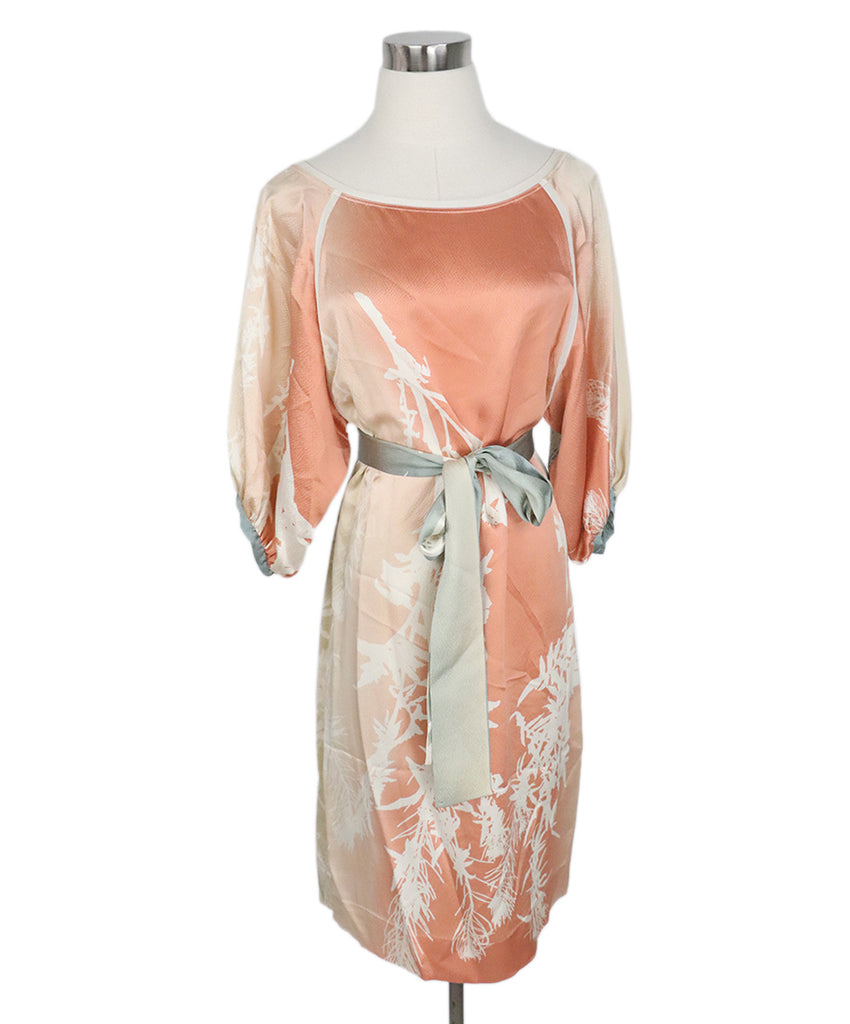 DVF Orange Beige Silk Dress 