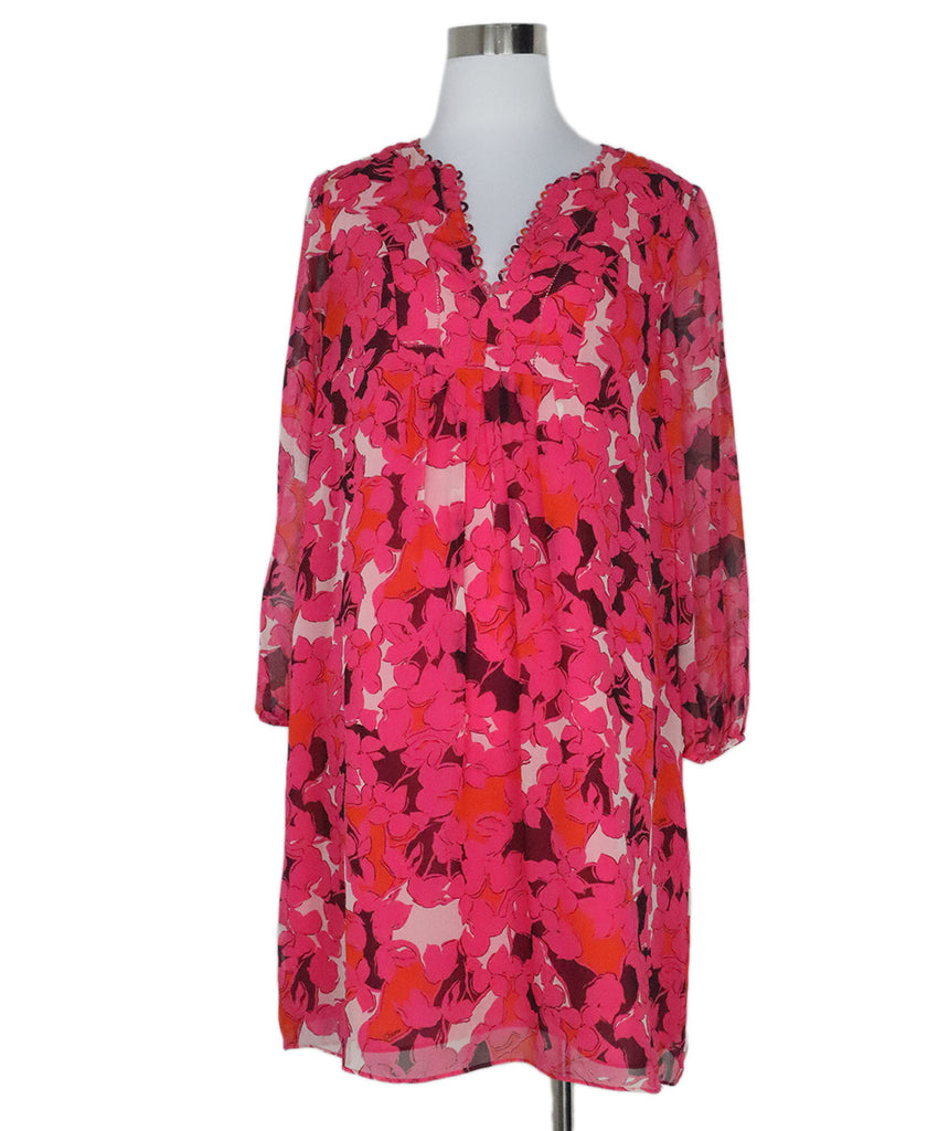 DVF Pink Floral Silk Dress 