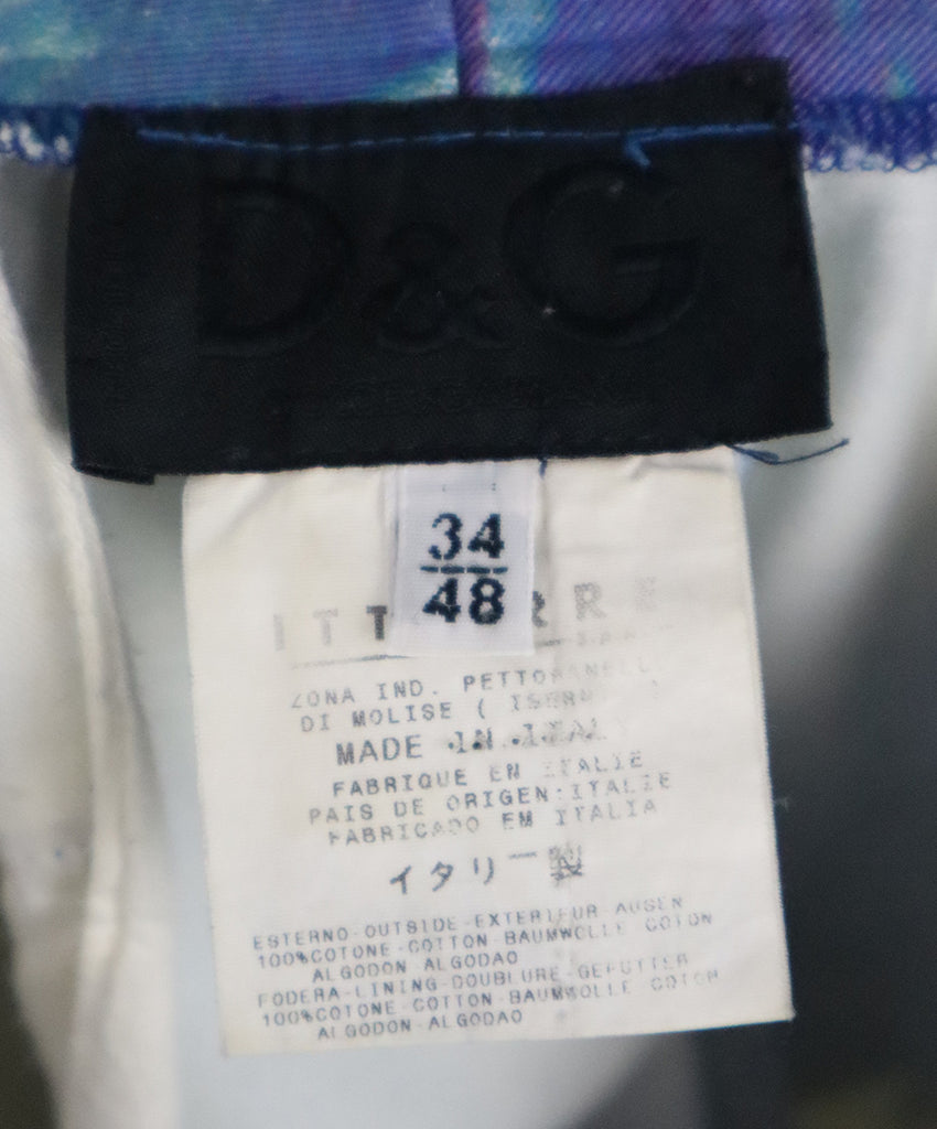 D&G Vintage Blue Printed Cropped Pants 2