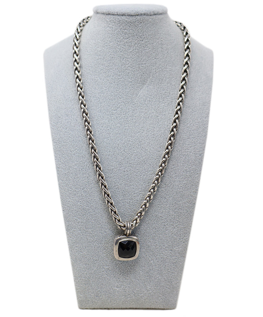 David Yurman Sterling Silver Black Onyx Necklace 