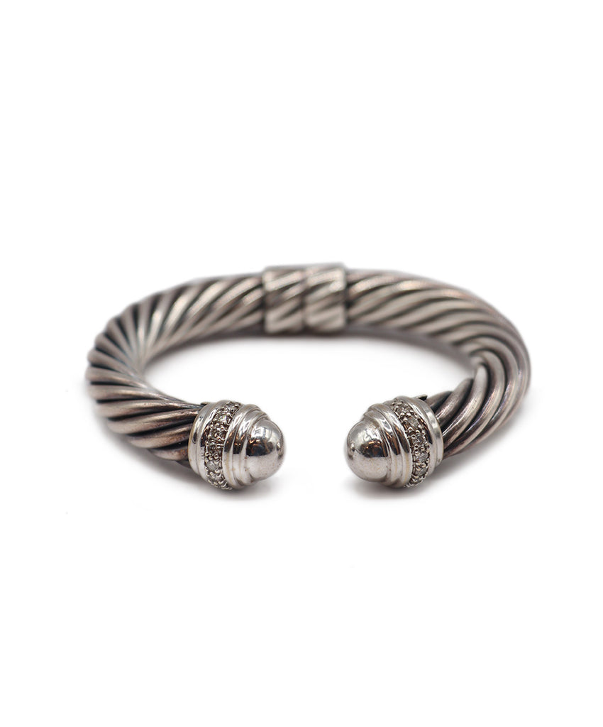 David Yurman Sterling Silver Diamond Bracelet 