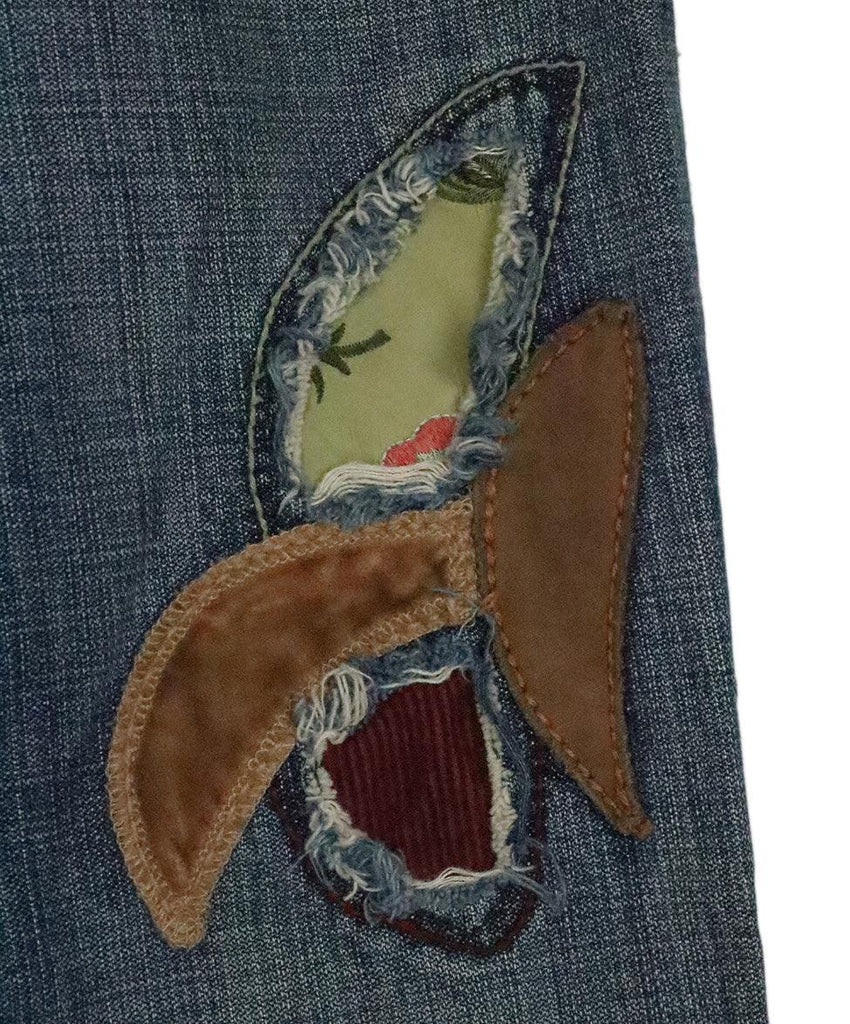Denim Patchwork Embroidered Pants sz 4 - Michael's Consignment NYC