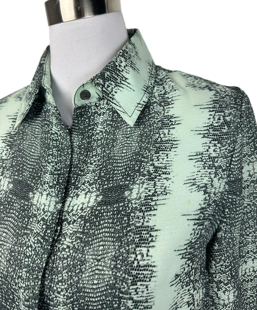 Derek Lam Mint Green & Black Lizard Print Blouse sz 6 l Michael's Luxury  Consignment – Michael's Consignment NYC