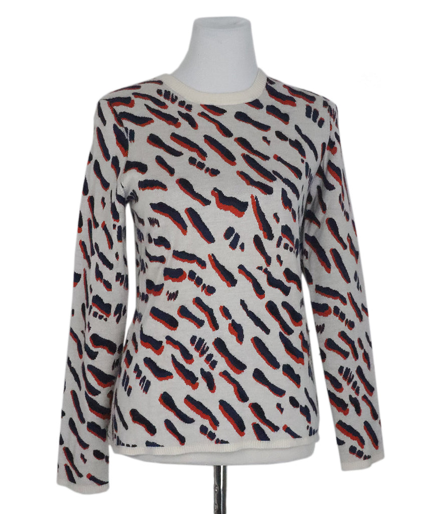 Derek Lam Orange & Navy Cashmere Animal Print Sweater 