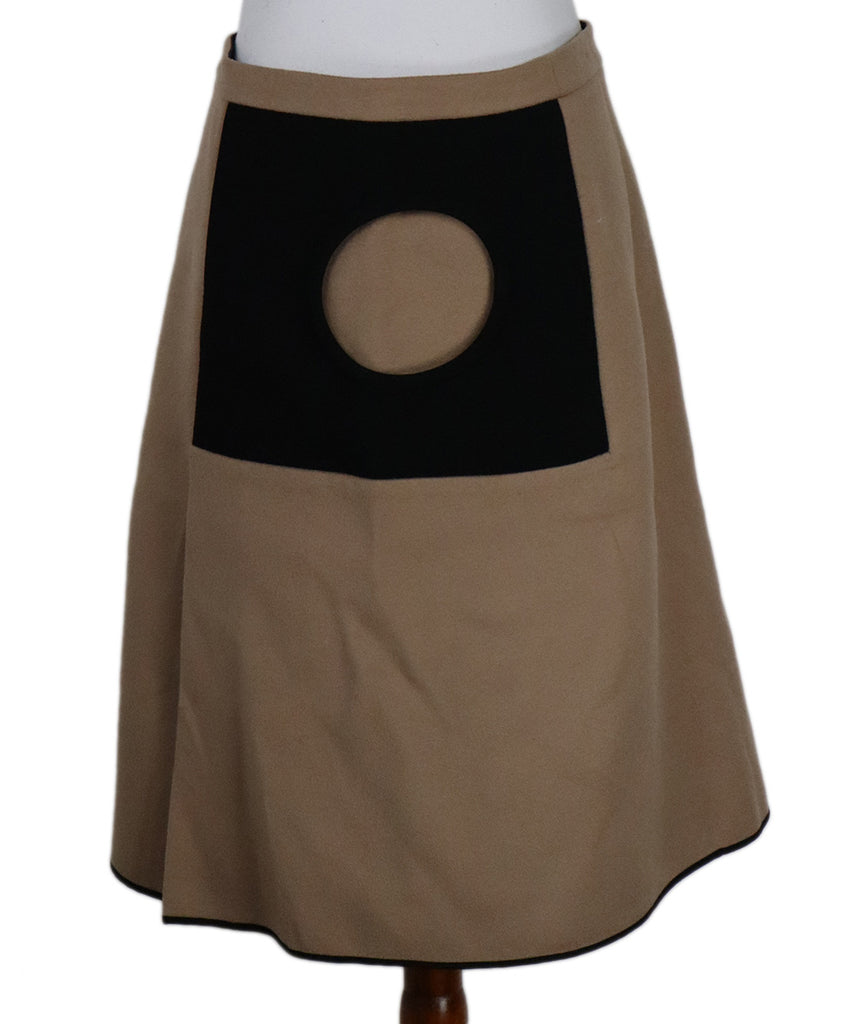 Derek Lam Tan & Black Wool Skirt 