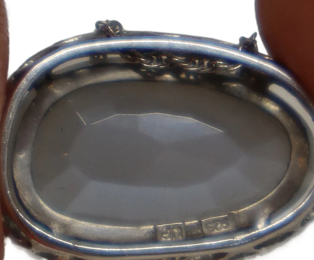 Grey Stone & Diamond Sterling Silver Necklace - Michael's Consignment NYC