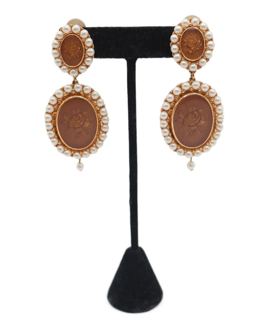 Christian Dior Vintage Gold & Pearl Earrings 