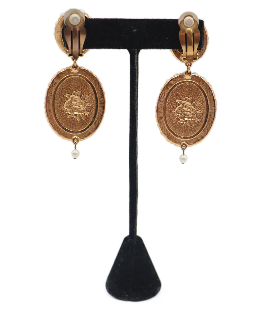 Christian Dior Vintage Gold & Pearl Earrings 2