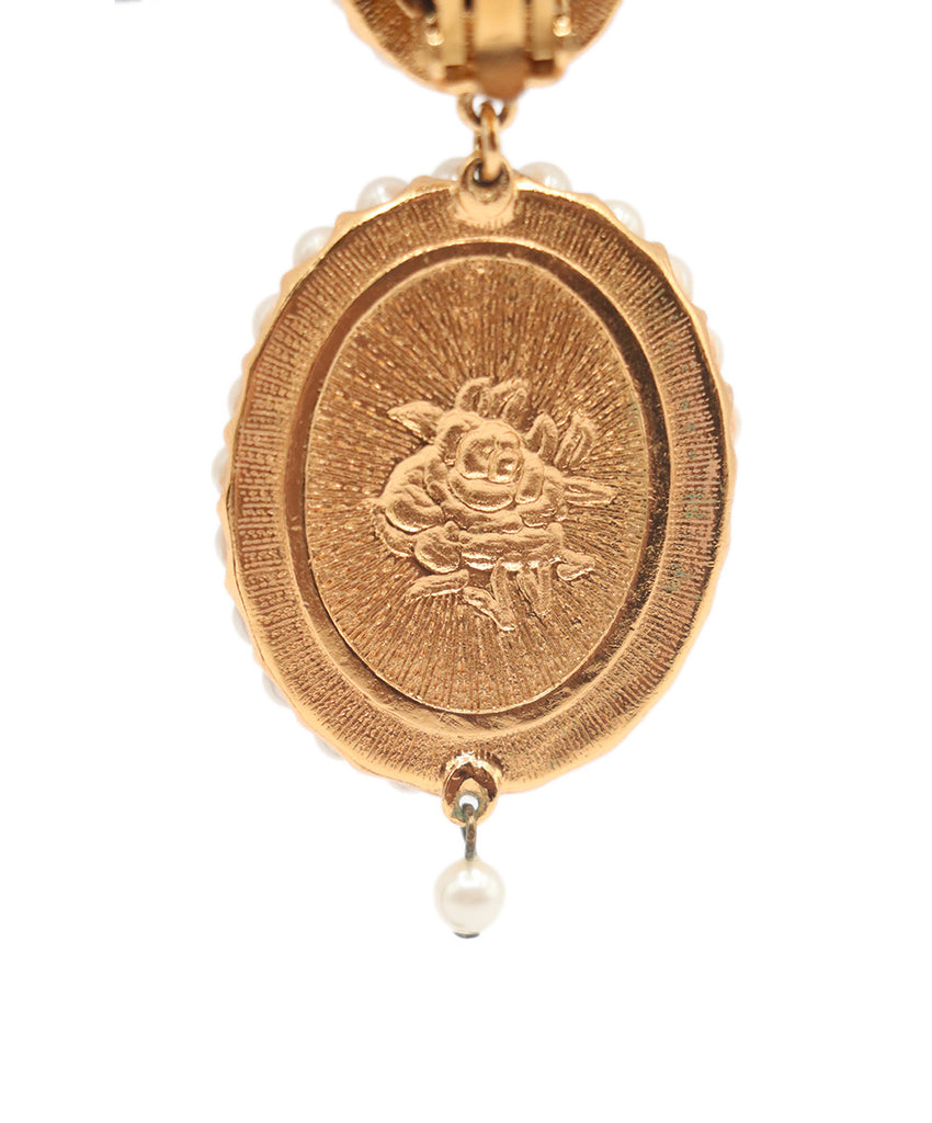 Christian Dior Vintage Gold & Pearl Earrings 4