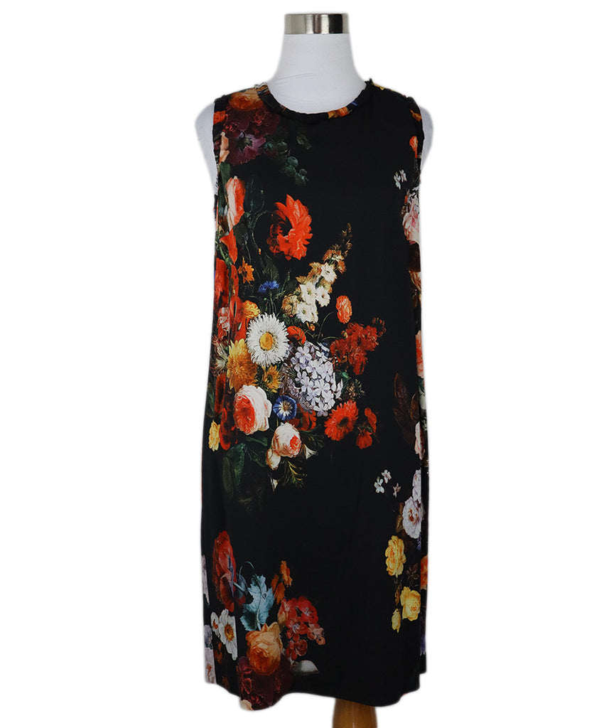 Dolce & Gabbana Black Floral Print Silk Dress 