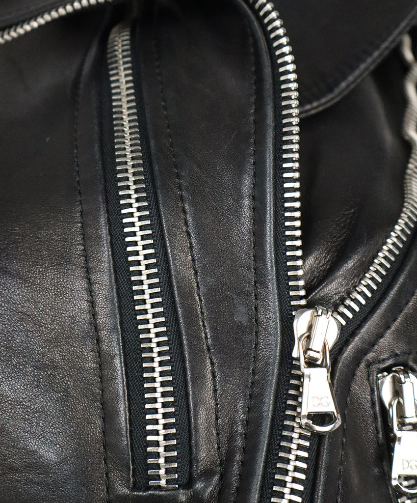 Dolce & Gabbana Black Leather Biker Jacket 5
