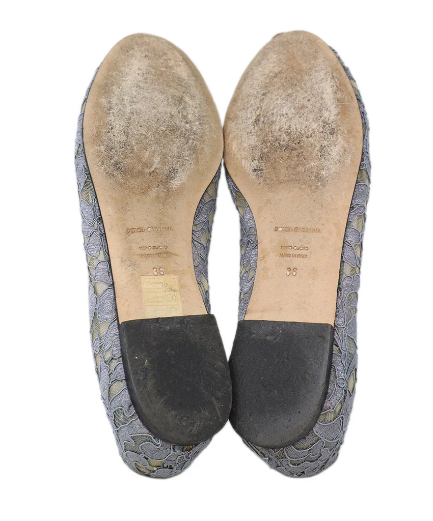 Dolce & Gabbana Grey Lace Rhinestone Buckle Flats sz 6 - Michael's Consignment NYC