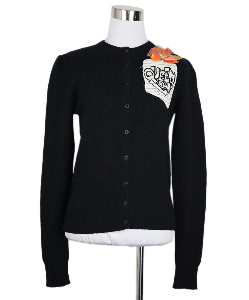 Dolce & Gabbana Black Wool Embroidered Cardigan 