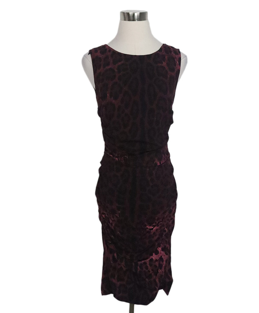 Dolce & Gabbana Burgundy & Black Silk Dress 