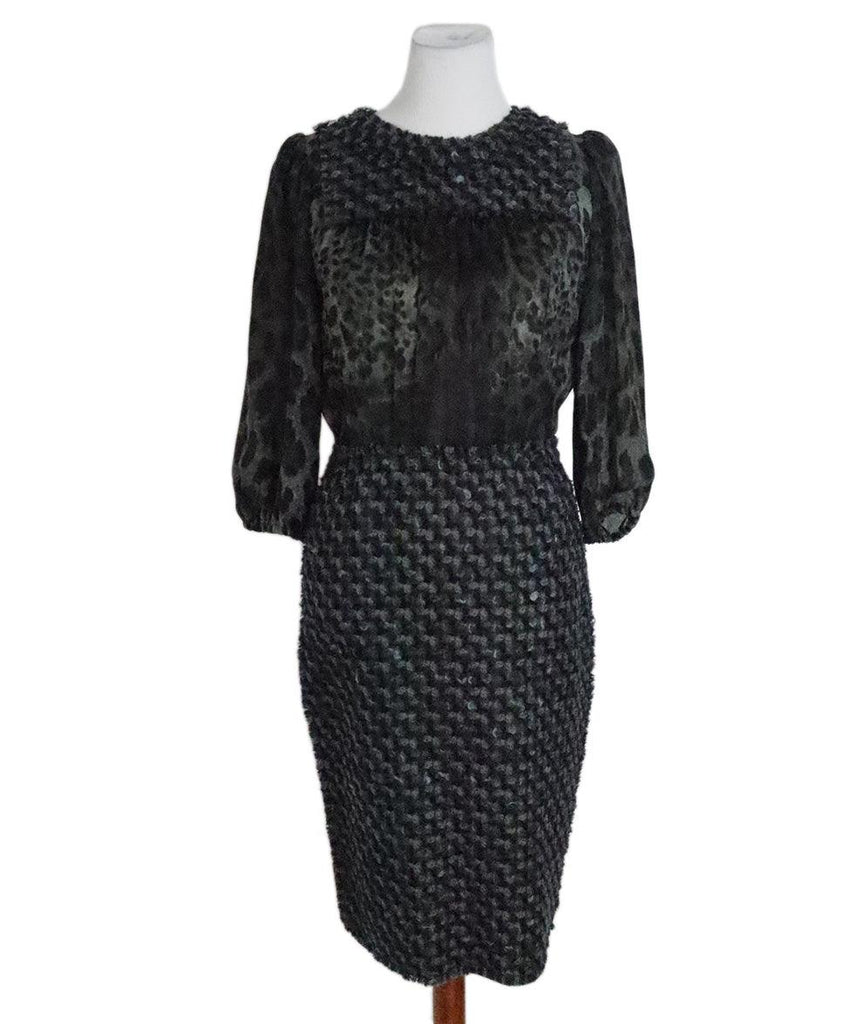 Dolce & Gabbana Grey Wool Leopard Print Dress sz 4 - Michael's Consignment NYC