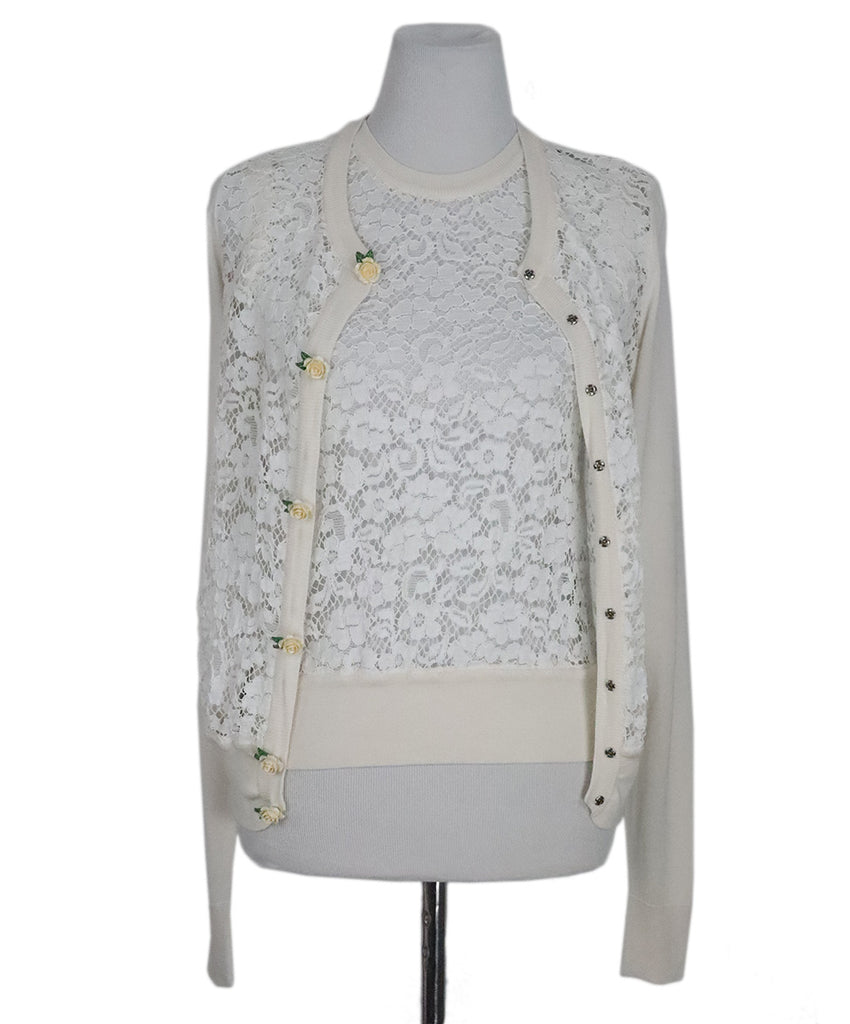 Dolce & Gabbana Ivory Lace Sweater Set 