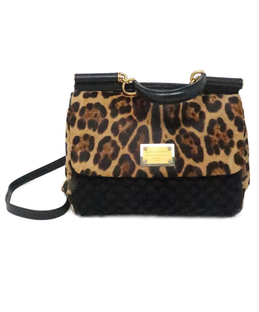 Dolce & Gabbana Leopard Print & Knit Bag - Michael's Consignment NYC
