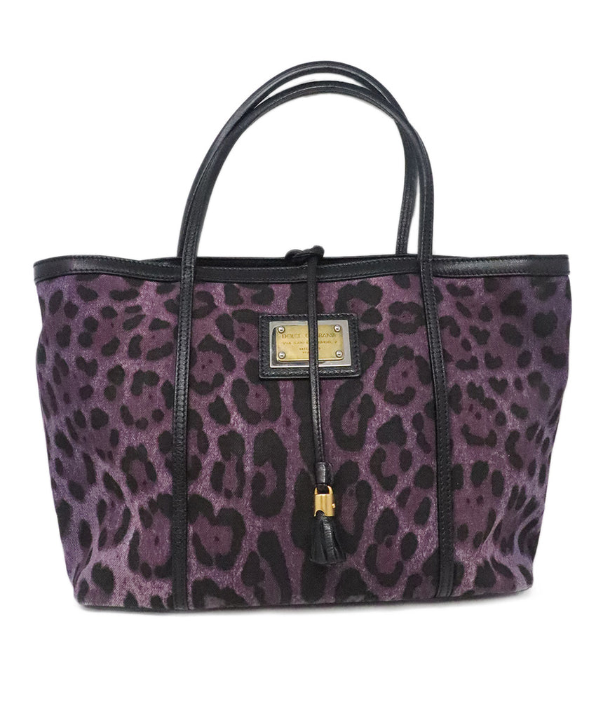 Dolce & Gabbana Purple & Black Cheetah Print Tote 