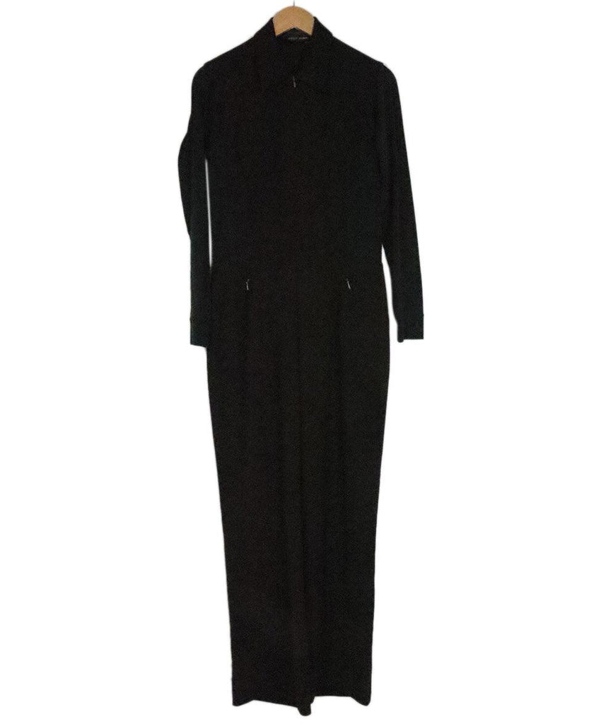 Donna Karan Brown & Black Wool Jumpsuit 