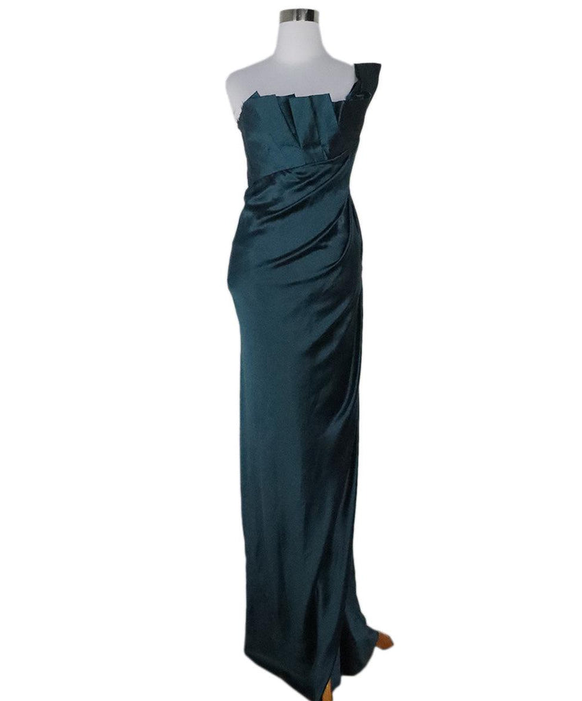 Donna Karan Teal Silk Long Dress sz 4 - Michael's Consignment NYC