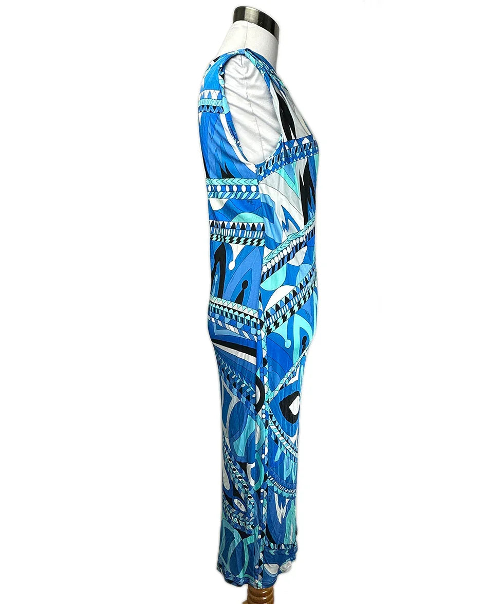 Emilio Pucci Blue Black and White Turquoise Jersey Dress sz 4 l Michael's  Luxury Consignment – Michael's Consignment NYC