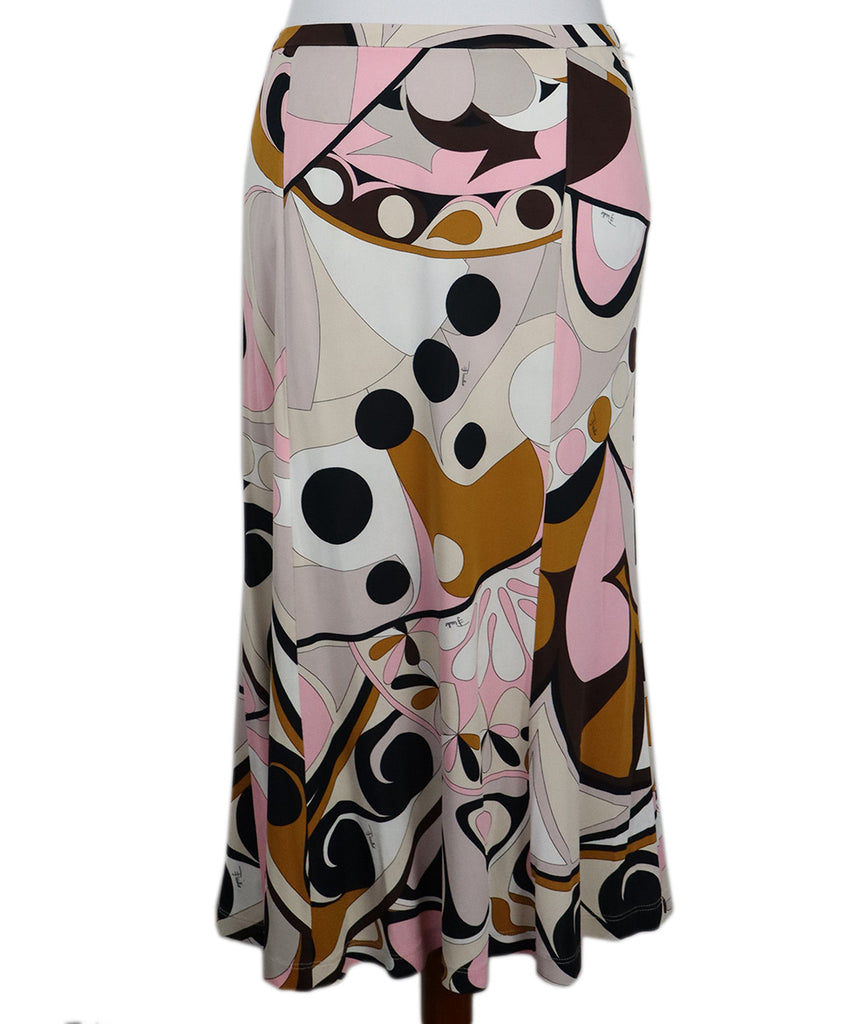 Emilio Pucci Pink Brown & Black Print Skirt 