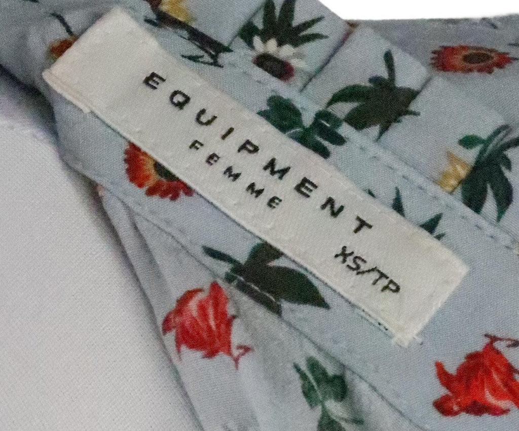 Equipment Blue Floral Print Blouse sz 2 - Michael's Consignment NYC