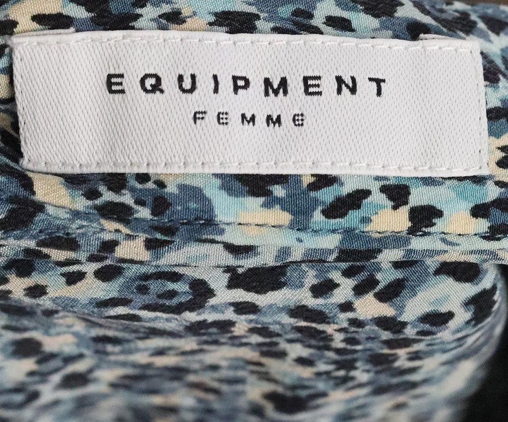 Equipment Blue & Black Leopard Print Dress 3