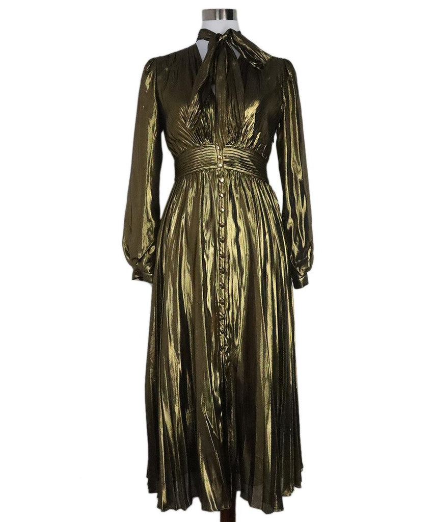 Equipment Gold Pleated Silk Dress 
